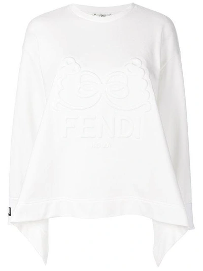 Fendi Logo Flared Sweater In White