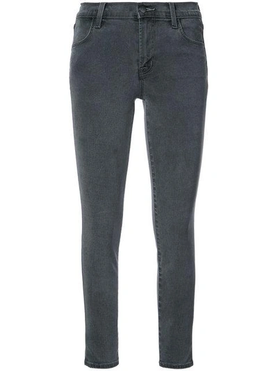 J Brand Cropped Stretch-twill Skinny Pants In Anthracite