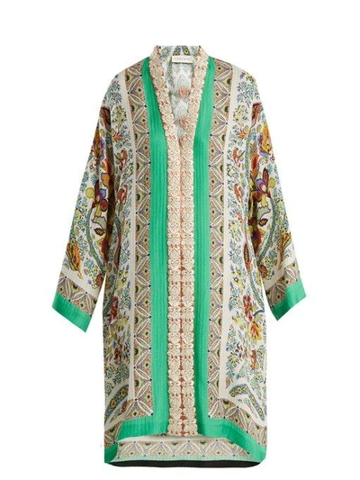 Etro Floral-embroidered  Jacquard Silk-blend Dress In Multicolour