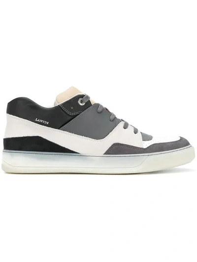 Lanvin Panelled Nubuck And Leather Sneakers In Gray