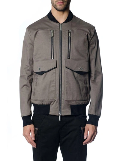 Dsquared2 Zipped Bomber Jacket With Black Edges In Light Brown