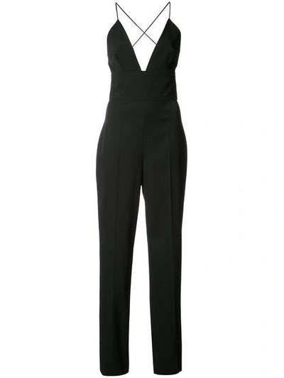 Oscar De La Renta Deep Neck Slim Jumpsuit