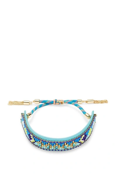 Rebecca Minkoff Zig Zag Seed Bead Friendship Bracelet In Turquoise