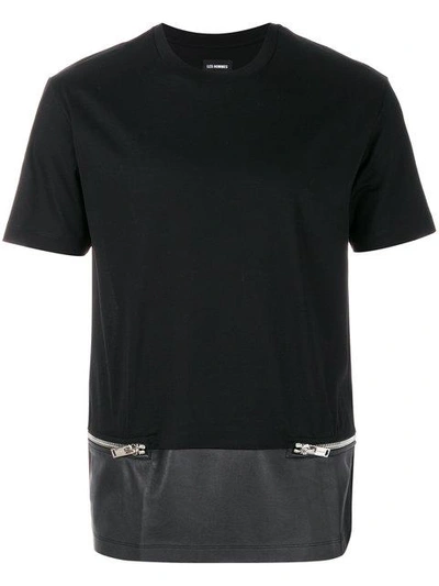 Les Hommes Zip Embellished T-shirt In Black