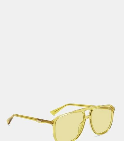 Gucci Rectangular Aviator Frame Sunglasses In Yellow