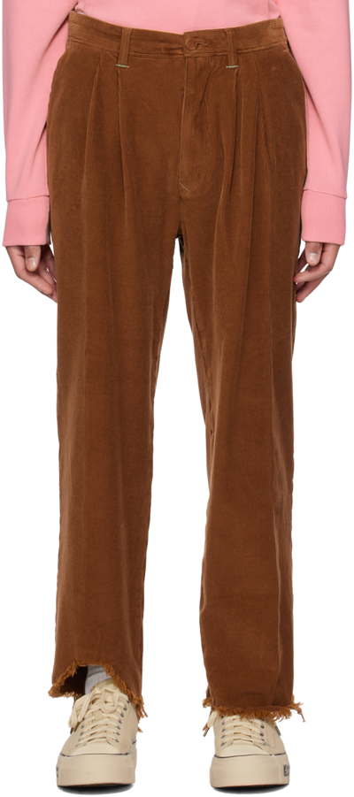 Incotex Red X Facetasm Cognac Velvet Trousers In Brown