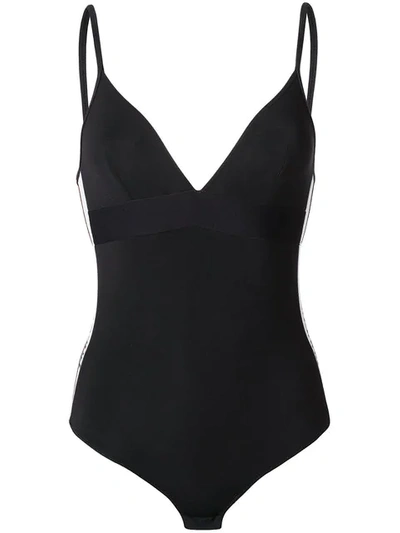 Paco Rabanne Logo Side Band Cotton Jersey Bodysuit In Nero