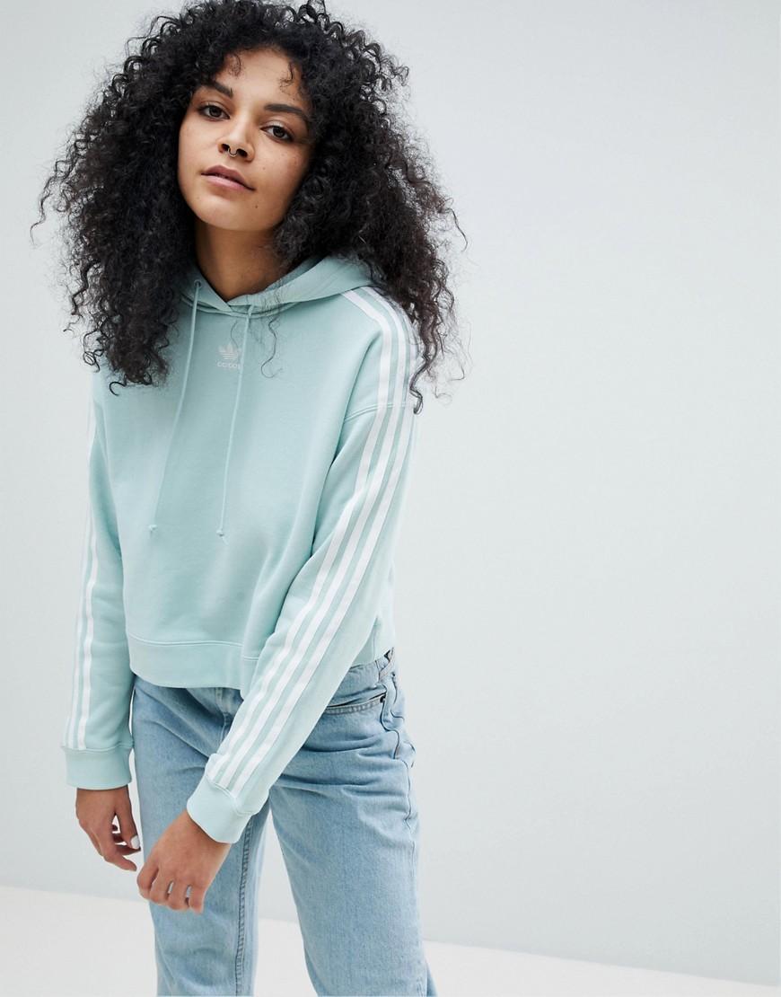 adidas three stripe cropped hoodie