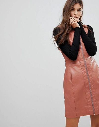 Vero Moda Zip Through Faux Leather Dress - Black | ModeSens
