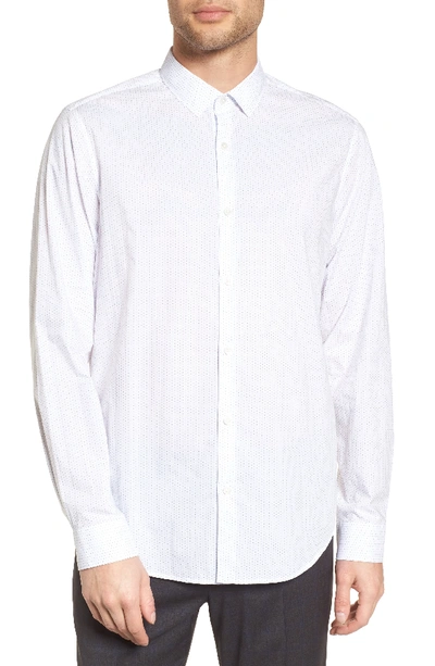 Theory Murrary Arrow Print Long Sleeve Button-down Shirt In White