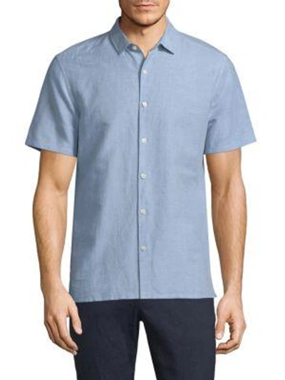 Theory Murray Essential Linen Blend Shirt In Breeze