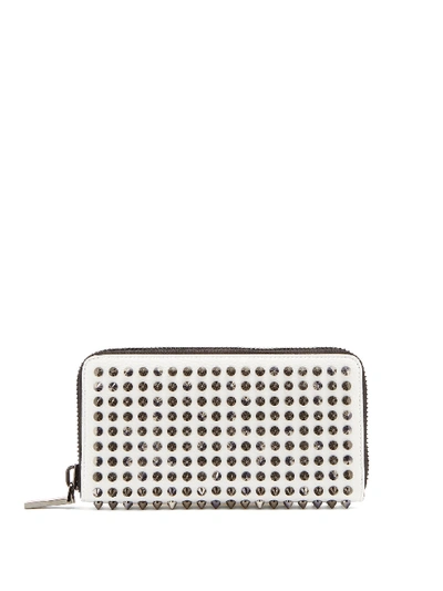 Christian Louboutin Panettone Spike-embellished Leather Wallet In White