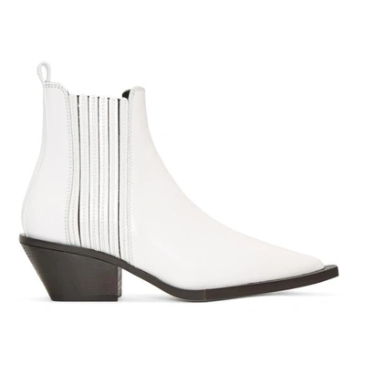 Helmut Lang White Cowboy Boots In 100 White