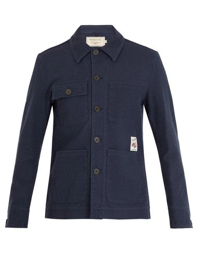 Maison Kitsuné Patch-pocket Woven-cotton Jacket In Blue