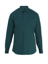 Prada Point-collar Cotton-blend Shirt In Green