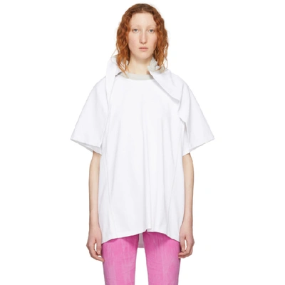 Y/project White Flap Around Shoulder T-shirt In F37 White
