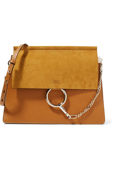 ChloÉ Faye Medium Leather And Suede Shoulder Bag In Light-tan Brown ...
