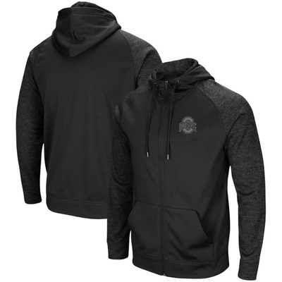 Colosseum Black Ohio State Buckeyes Blackout 3.0 Tonal Raglan Full-zip Hoodie
