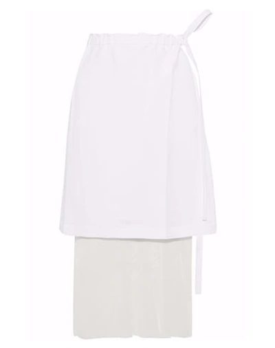 Helmut Lang Ruched-waist Linen Skirt With Contrast Hem In Optic White