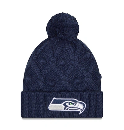 New Era College Navy Seattle Seahawks Toasty Cuffed Knit Hat With Pom