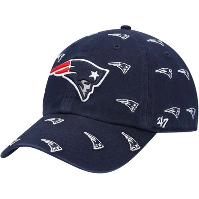 47 ' Navy New England Patriots Confetti Clean Up Adjustable Hat