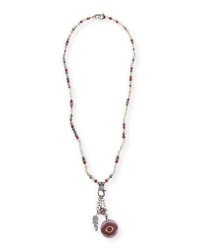 Hipchik Dahlia Beaded Charm Necklace In Multi