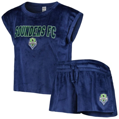 Concepts Sport Navy Seattle Sounders Fc Intermission T-shirt And Shorts Sleep Set In Blue