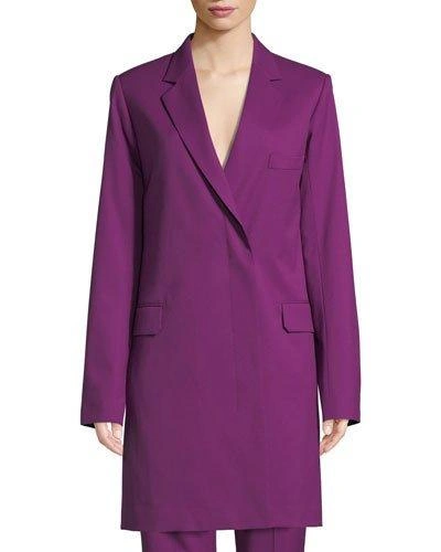 Helmut Lang Slim Wool Blazer Coat In Purple