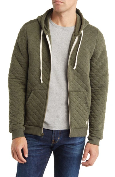 Marine Layer Corbet Quilted Full Zip Hoodie In Olive Heather