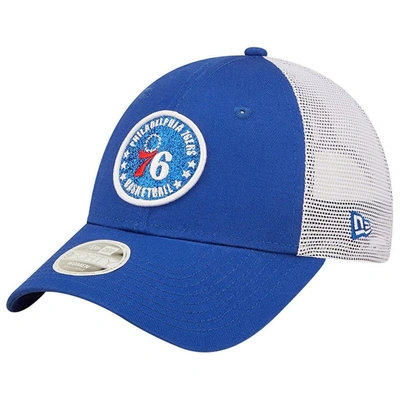 New Era Royal/white Philadelphia 76ers Glitter Patch 9forty Snapback Hat