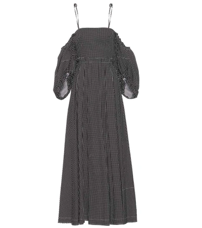 Loewe Polka-dot Cotton Dress In Black