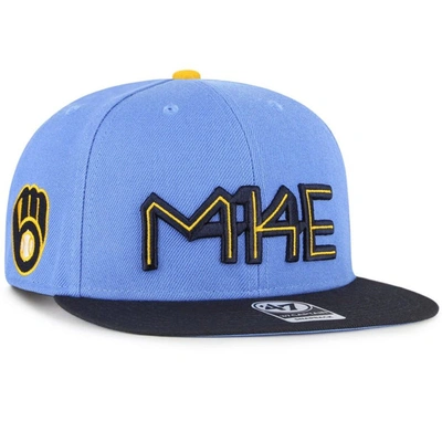 47 ' Powder Blue Milwaukee Brewers 2022 City Connect Captain Snapback Hat In Light Blue