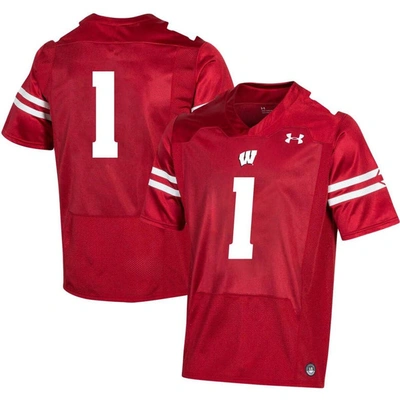 Under Armour #1 Red Wisconsin Badgers Replica Football Jersey