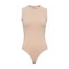 Valentino Logo-embroidered Sleeveless Bodysuit In Sand