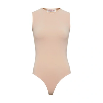 Valentino Logo-embroidered Sleeveless Bodysuit In Pink