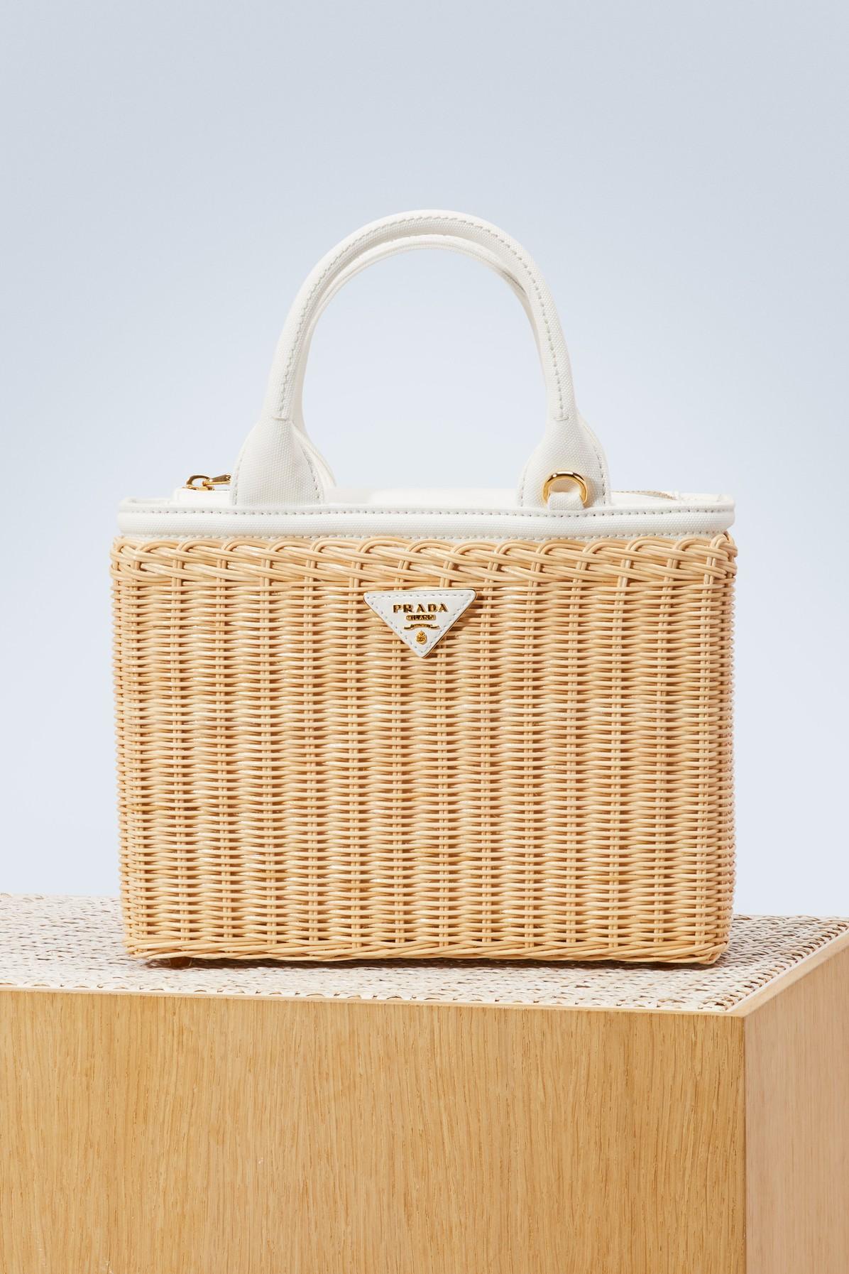 prada straw handbag