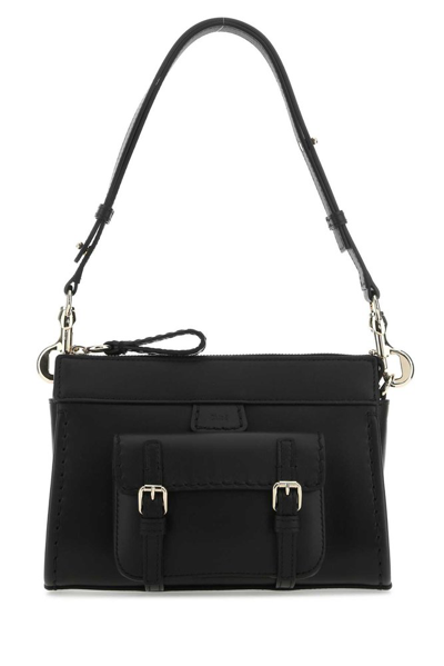 Chloé Chloe Woman Black Leather Mini Edith Shoulder Bag
