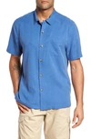 Tommy Bahama St Lucia Fronds Silk Camp Shirt In Dockside Blue