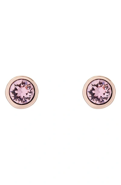 Ted Baker Sinaa Stud Earrings In Rose Gold Light Crystal