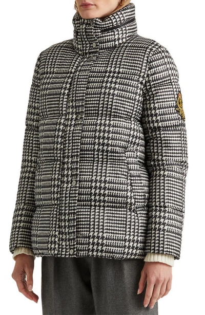 Lauren Ralph Lauren Houndstooth Check Puffer Coat In Enlarged Glen Check