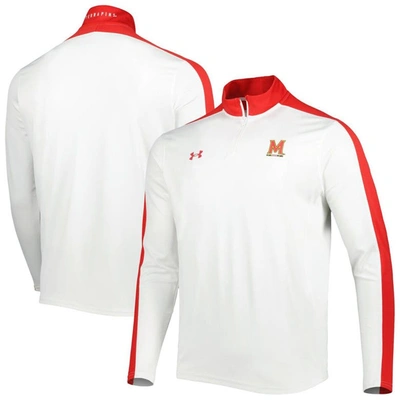 Under Armour White Maryland Terrapins Lightweight Mock Neck Performance Quarter-zip Jacket