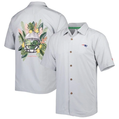 Tommy Bahama Gray New England Patriots Coconut Point Frondly Fan Camp Islandzone Button-up Shirt