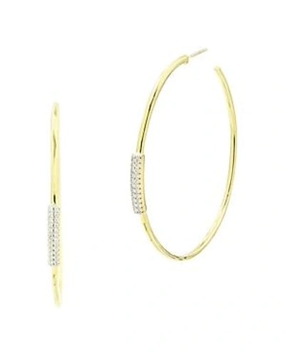Freida Rothman Radiance Delicate Hoop Earrings W/ Cubic Zirconia In Silver/ Gold