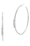 Freida Rothman Radiance Delicate Hoop Earrings W/ Cubic Zirconia In Silver