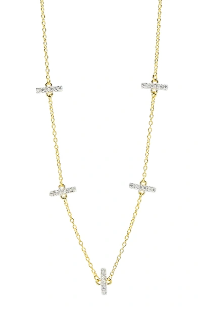 Freida Rothman Radiance Crystal Station Necklace In Silver/ Gold