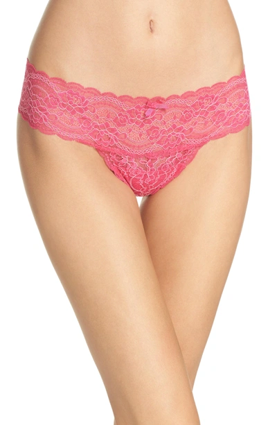 Skarlett Blue 'obsessed' Lace Thong In Confetti / Soft Pink