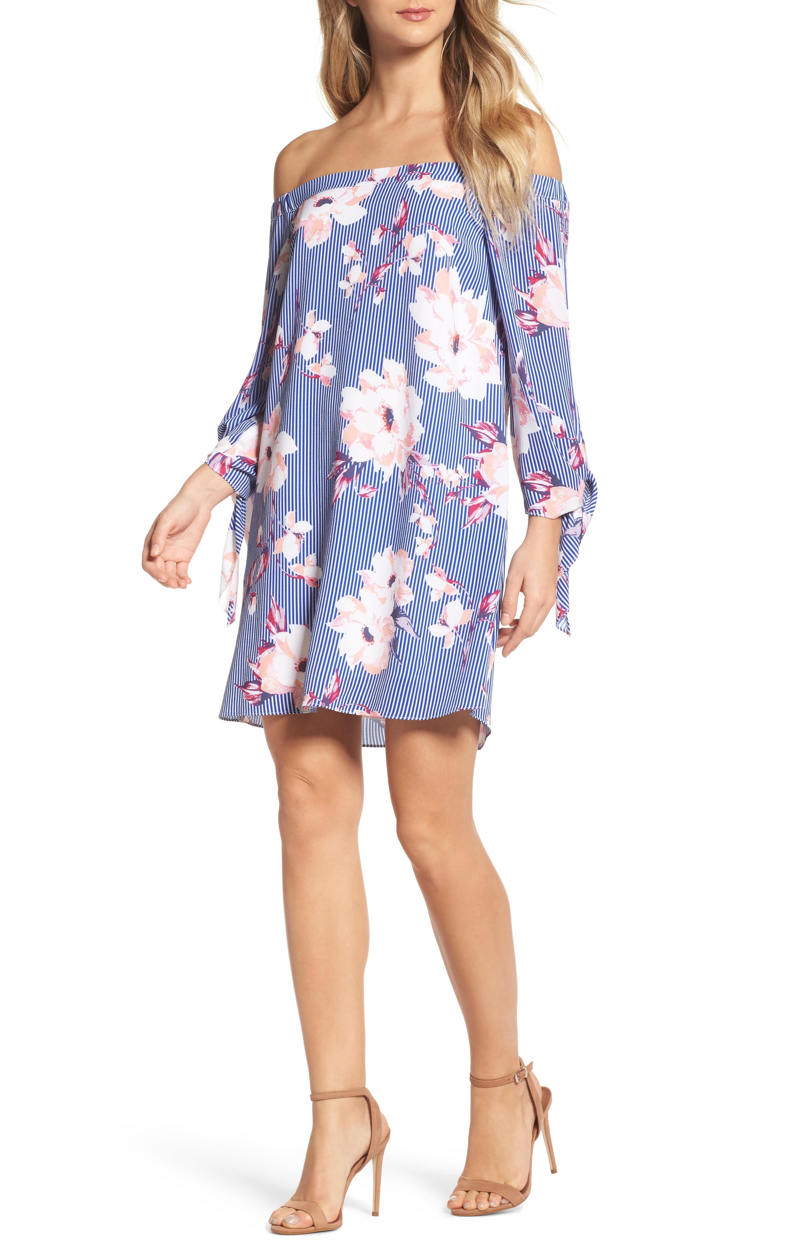 charles henry off the shoulder shift dress