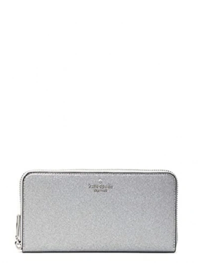 Pre-owned Kate Spade York Shimmy Glitter Boxed Large Continental Wallet (deep Nova) In Silver