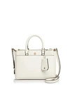 Tory Burch Small Robinson Double-zip Leather Tote - Ivory In Birch / Shell Pink