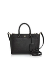 Tory Burch Small Robinson Double-zip Leather Tote - Black In Black / Royal Navy